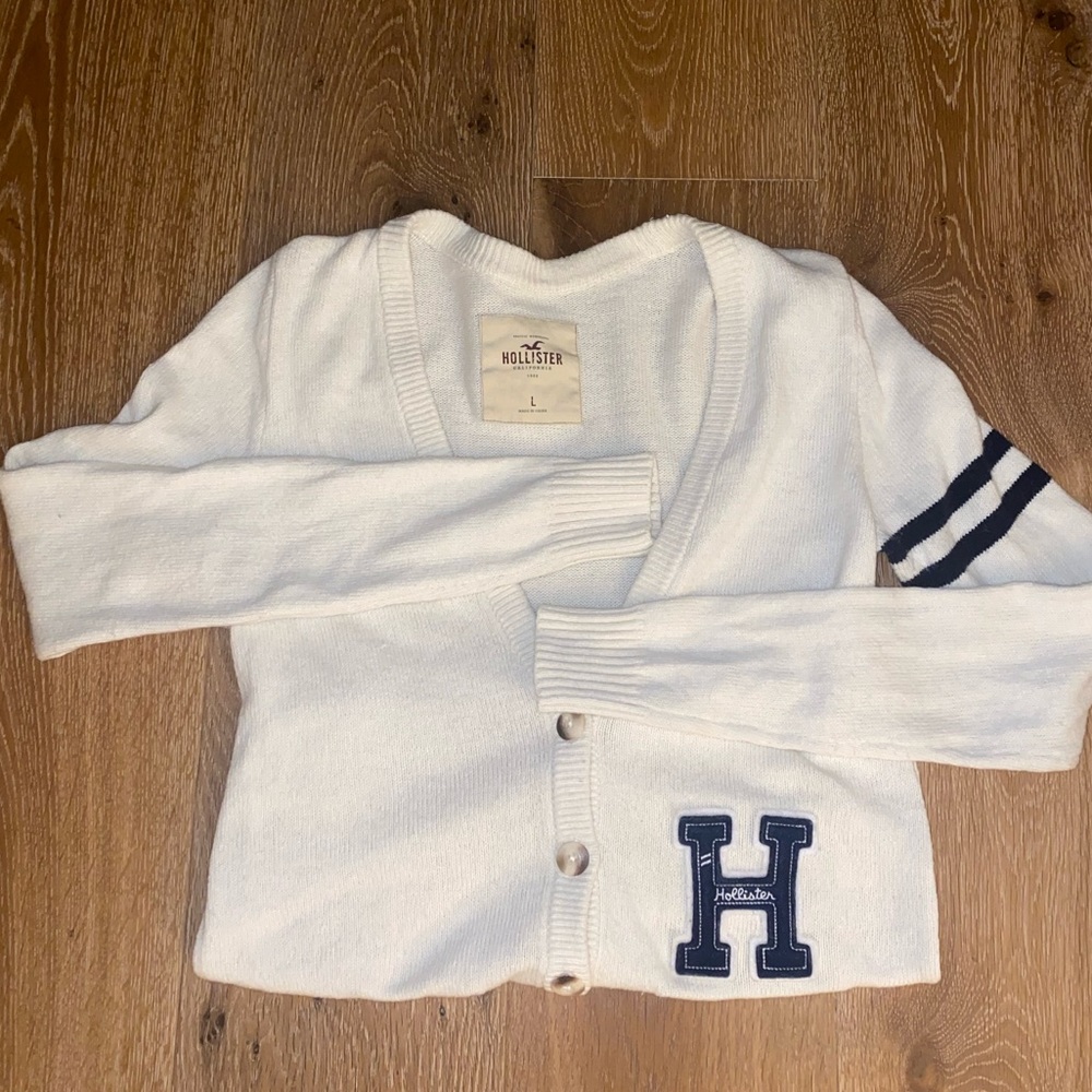 Hollister Varsity Letterman Cardigan Sweater